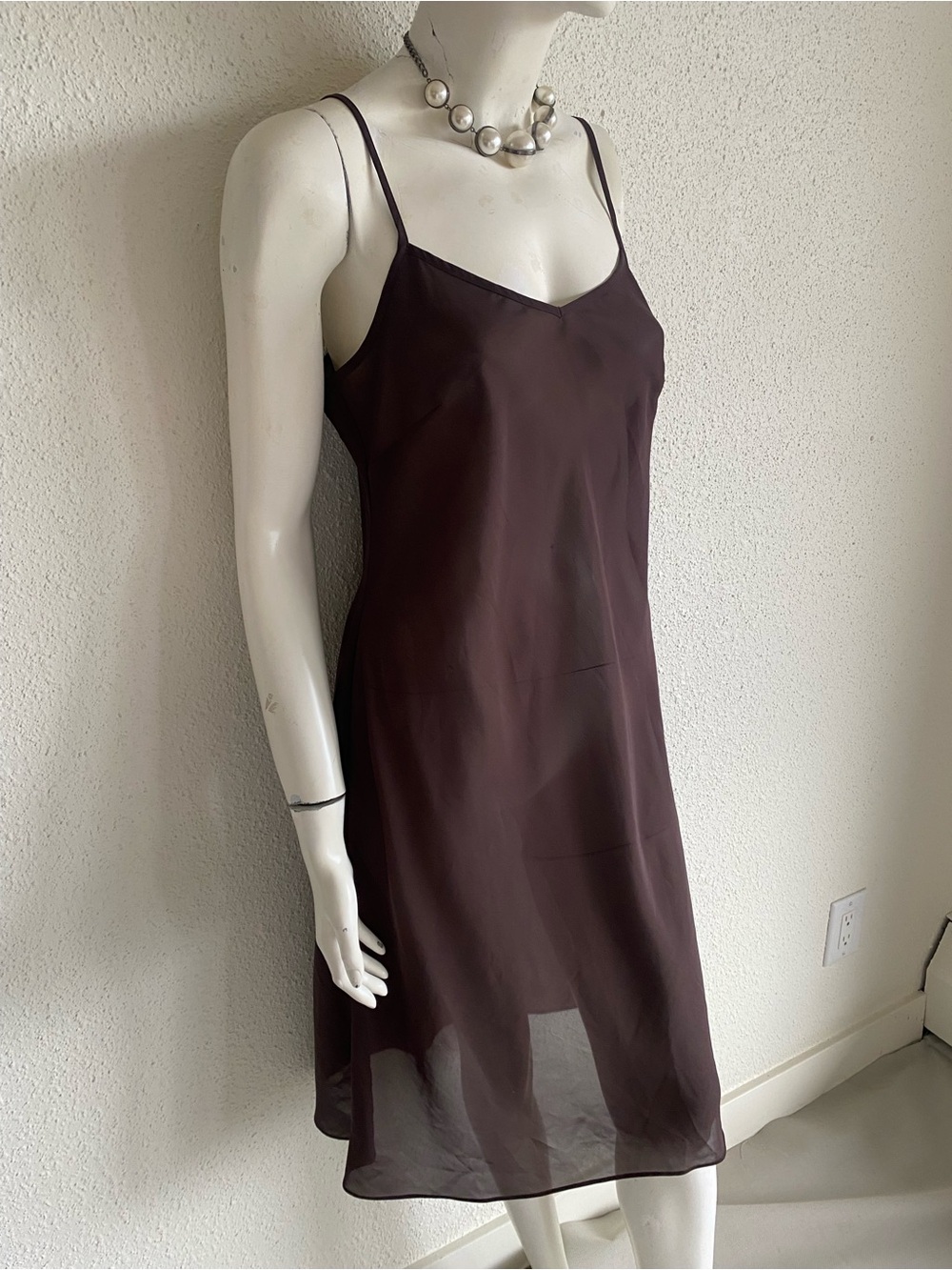 Y2K Banana Republic Chocolate Brown Sheer Slip Dress Size 4